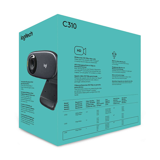Веб-камера Logitech C310 (HD 720p/30fps, фокус постоянный, угол обзора 60, кабель 1.5м) (M/N: V-U0015) - 3
